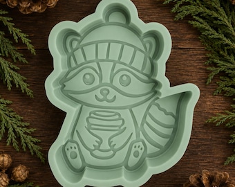Raccoon with Coffee Silicone Freshie Mold