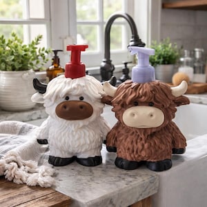 3D Printed Highland Cow Soap Holder | Farmhouse Cow Sink Decor
