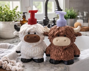 3D Printed Highland Cow Soap Holder | Farmhouse Cow Sink Decor