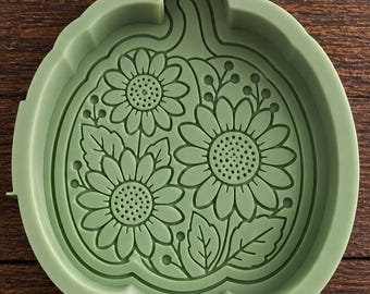 Sunflower etched pumpkin Silicone Mold, Halloween/Fall Freshie Mold
