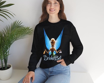 Sudadera DrinkerBell, divertida sudadera de Campanilla con motivo de alcohol, divertida sudadera con capucha de hada para mujer y hombre, regalo para amantes de las fiestas.