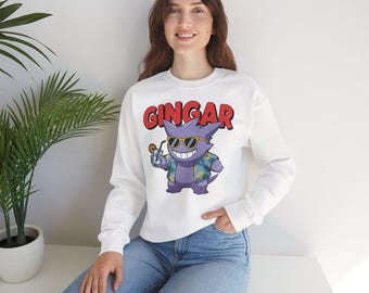 Sudadera Gingar – Diseño divertido de gin tonic Gengar | Suéter de fiesta de Pokémon | Idea de regalo para fanáticos de la ginebra y jugadores | Cuello redondo unisex