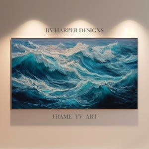 Samsung Frame Tv Art Abstract Ocean Waves Soft Blue Seascape Beach Painting Tv Art Cool Toned Textured Screensaver Blue Summer Frame Tv Art