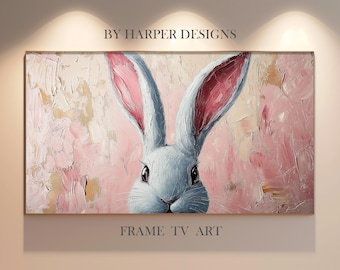 Easter Bunny Frame TV Art, Vintage Oil Painting Style, Easter Rabbit, Samsung TV, Instant Download