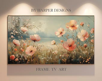 Wildflowers Painting Frame TV Art | Antique Floral Art | Pastel Colors | Vintage Botanical Art | Digital Art | Instant Download