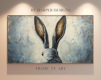 Easter Bunny Frame TV Art, Vintage Oil Painting Style, Easter Rabbit, Samsung TV, Instant Download