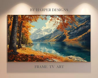 Swiss Alps Autumn Landscape Oil Painting: Samsung Frame TV Art (Digital Download)