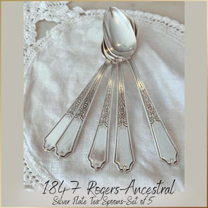 Antique Rogers Ancestral Silver Plated Tea spoons-set of 5, 1924, 1847 Rogers, Flatware, Silverware, Silverplate