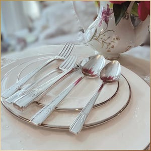 Vintage Silver Plate 1938 service for 8 Grenoble Prestige Plate-Flatware set, Oneida, Cheese knife, Party Supply, 49 Pc Silverplate