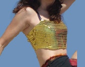 Burning Man Metallic Gold Crop Top Halter Top
