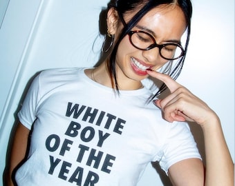 White Boy Of The Year Baby Tee, Y2K Slogan Shirt, Funny Graphic Top , 2000s Aesthetic, 90s Baby Tee, 2000s Crop Top