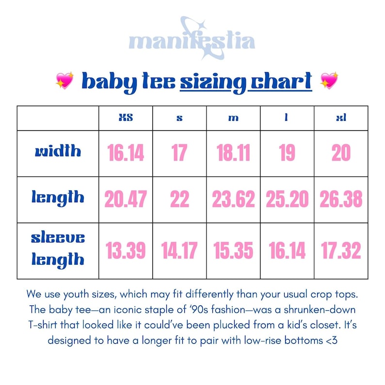 K&ouml;nnte beinhalten: Eine Baby-T-Shirt-Gr&ouml;&szlig;entabelle mit Ma&szlig;en in cm f&uuml;r die Gr&ouml;&szlig;en XS bis XL. Die Tabelle enth&auml;lt Breiten-, L&auml;ngen- und &Auml;rmell&auml;ngenma&szlig;e. Der Text gibt an, dass die T-Shirts Jugendgr&ouml;&szlig;en sind.