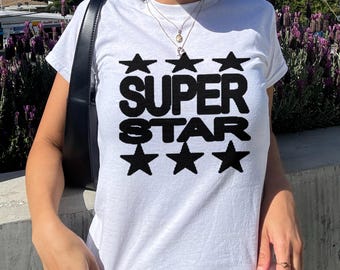 Super Star Baby Tee, Y2K Graphic Tee, 2000s Outfit