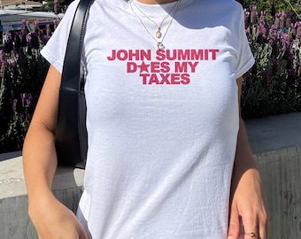John Summit Does My Taxes Baby Tee, Y2K Rave Crop Top, EDM tshirt, Music Festival Outfit