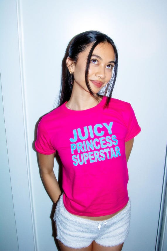 Juicy Princess Superstar Baby Tee, Y2K Graphic Tee, Funny Graphic Tee