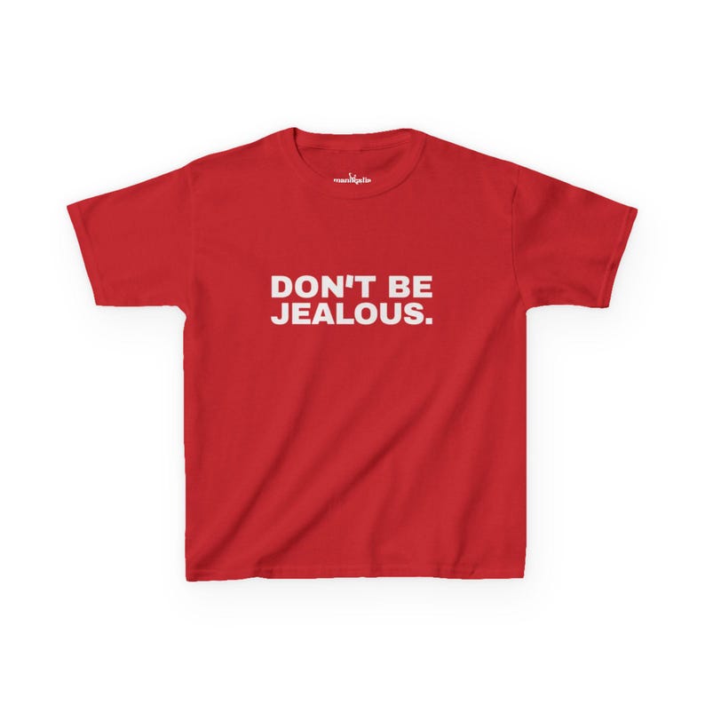 Don't be Jealous Y2K Baby T-Shirt, Y2K Slogan Shirt, Trendiges Grafik Top, süßes 2000er Jahre Crop Top, Paris Hilton Shirt Bild 4
