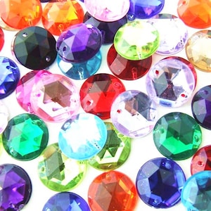Round Acrylic Rhinestone Gems: Flat Back Sew-On Beads