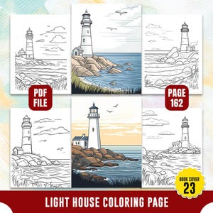 Fantasy Lighthouses Coloring Page: 162 Printable Designs (PDF/PNG/JPEG)