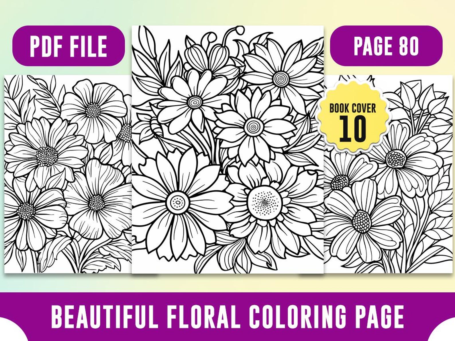 80 Floral Coloring Pages: Flower Coloring Sheet for Adults &amp; Kids ...