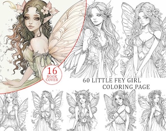 Páginas para colorear de chicas hadas: Libro para colorear de fantasía (archivo PDF imprimible)