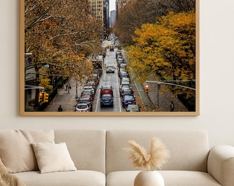 NYC Autumn Street Photography Print: New York City Fall Foliage Wall Art