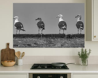 Black and White Bird Photography Print: Minimalist Wildlife Wall Art