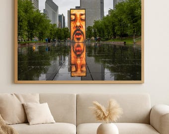 Chicago Rain Photography Print: Millennium Park Cityscape Wall Art