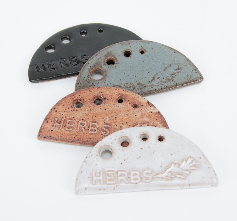 Handcrafted Pottery Herb Stripper | Color: Speckled White
