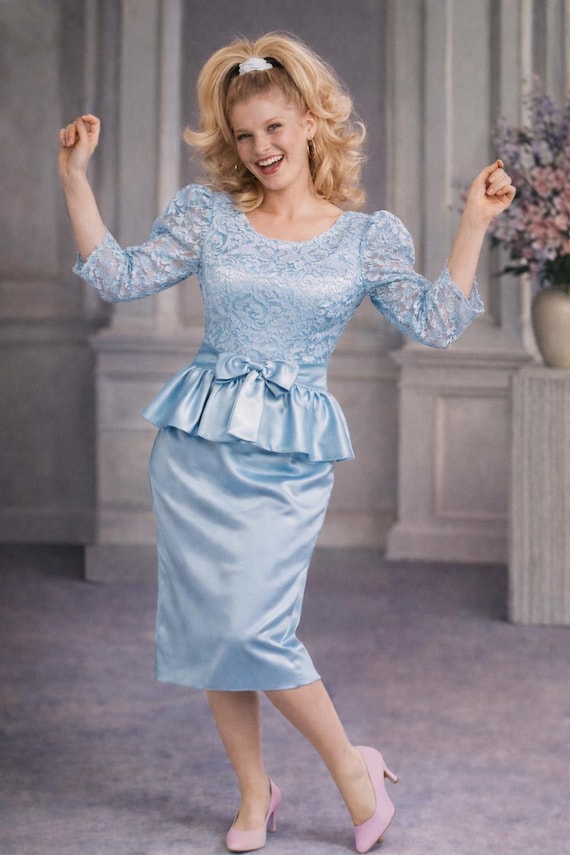 light blue peplum dress Azure Strapless Peplum Sequin Midi Dress  kalisa