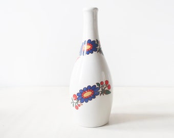 Vintage retro floral china vase, Vintage 1960s white vase