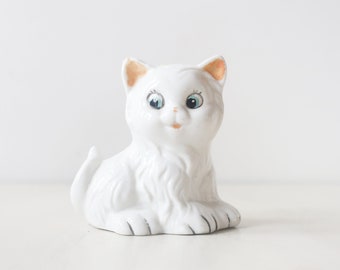 Vintage cute small white cat figurine