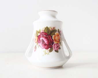 Vintage small floral bone china rose design vase