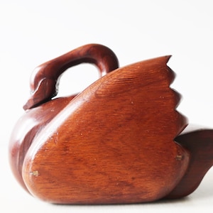 Vintage carved wooden swan figurine holder or rack