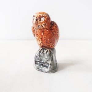 Vintage Brown Pottery Owl Figurine - Athena Collectible