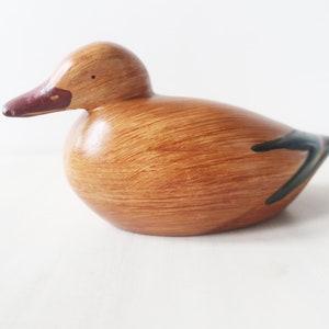 Vintage brown pottery duck money bank, Brown china duck figurine