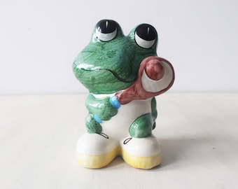 Vintage green frog piggy bank, Vintage frog money bank