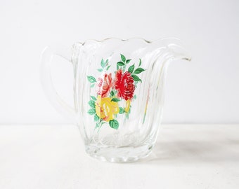 Vintage cute little floral glass jug