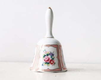 Vintage floral china bell, vintage collectible bell