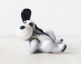 Vintage blue dog figurine, small china dog figurine, small blue dog figurine