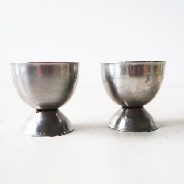 Vintage Danish egg cups, stainless steel egg cups, made in Denmark