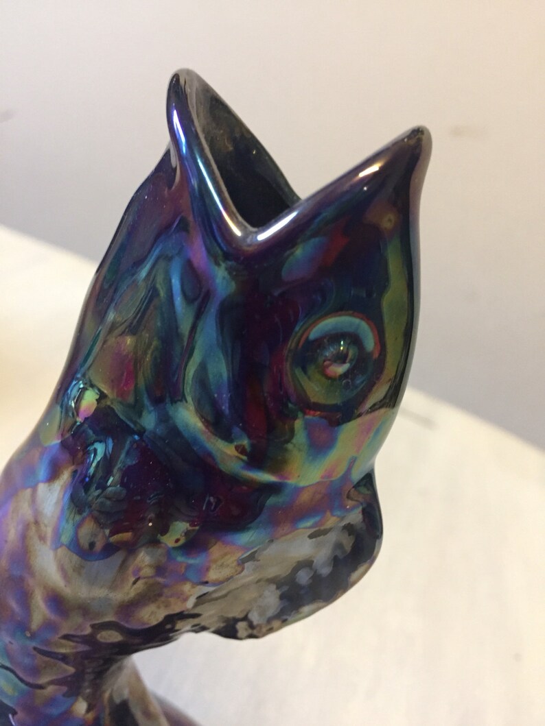 Vintage blue fish vase blue lustreware ceramic vase blue Art Etsy