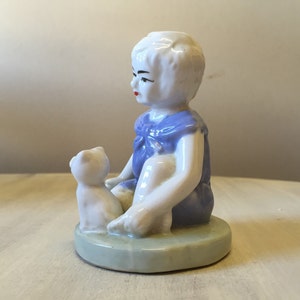 Small kitsch ceramic little girl figurine, China lady Japanese figurine image 3