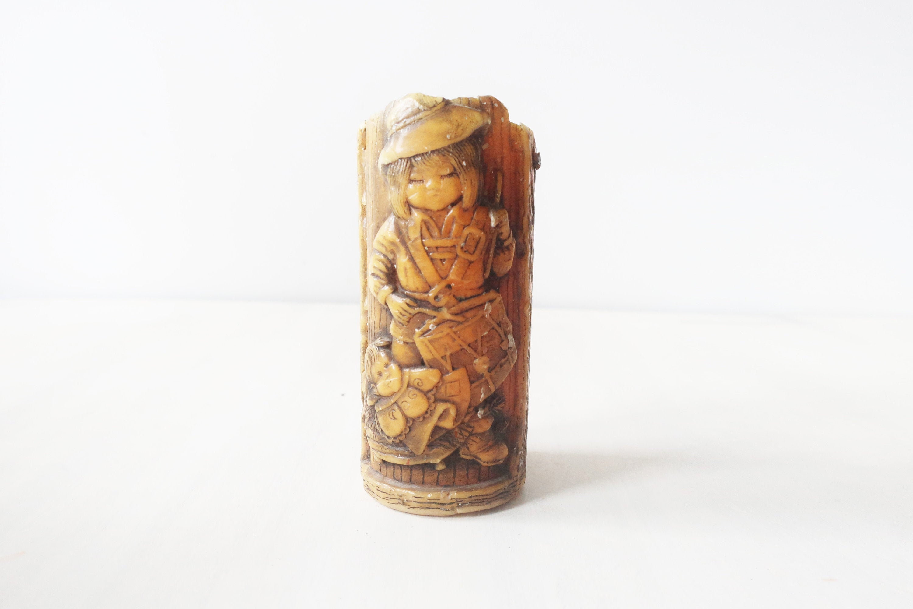 Vintage wax candle wax pillar candle vintage large novelty Etsy