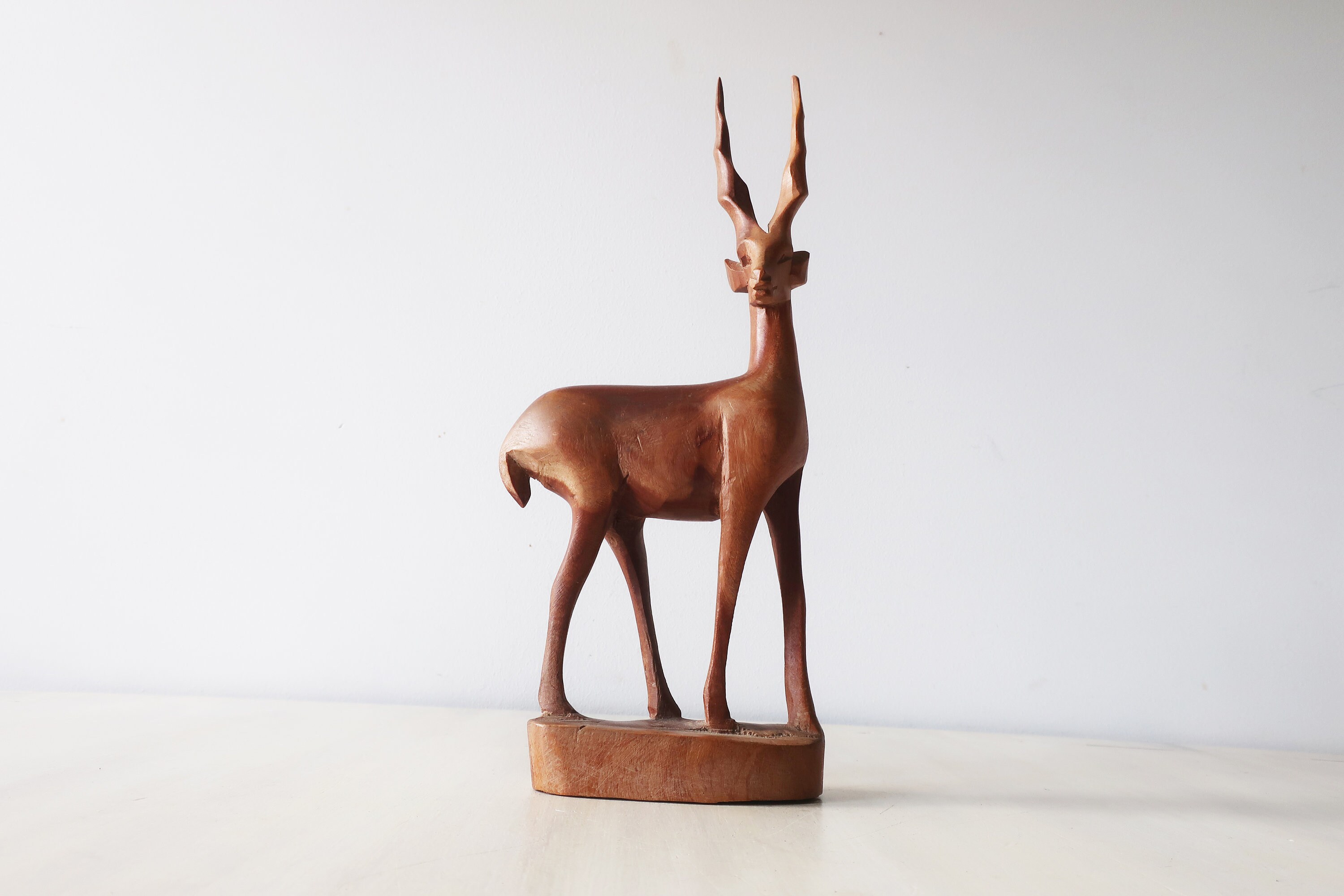 Wooden gazelle hand crafted 61cm tall 