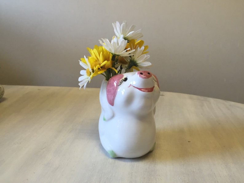 Vintage White Pig Vase Vintage Pig Figurine Ceramic Pig Vase Etsy