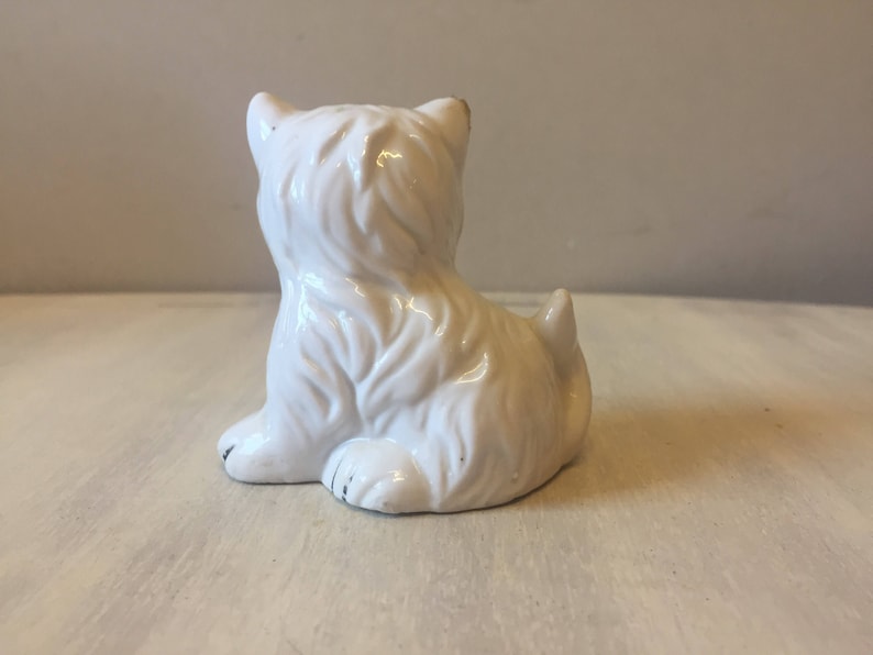 Vintage cute small white cat figurine image 6