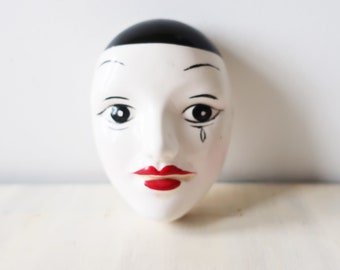 Vintage Pierrot trinket pot, vintage pierrot clown china trinket pot