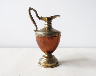 Vintage brass and copper jug, vintage England metal jug