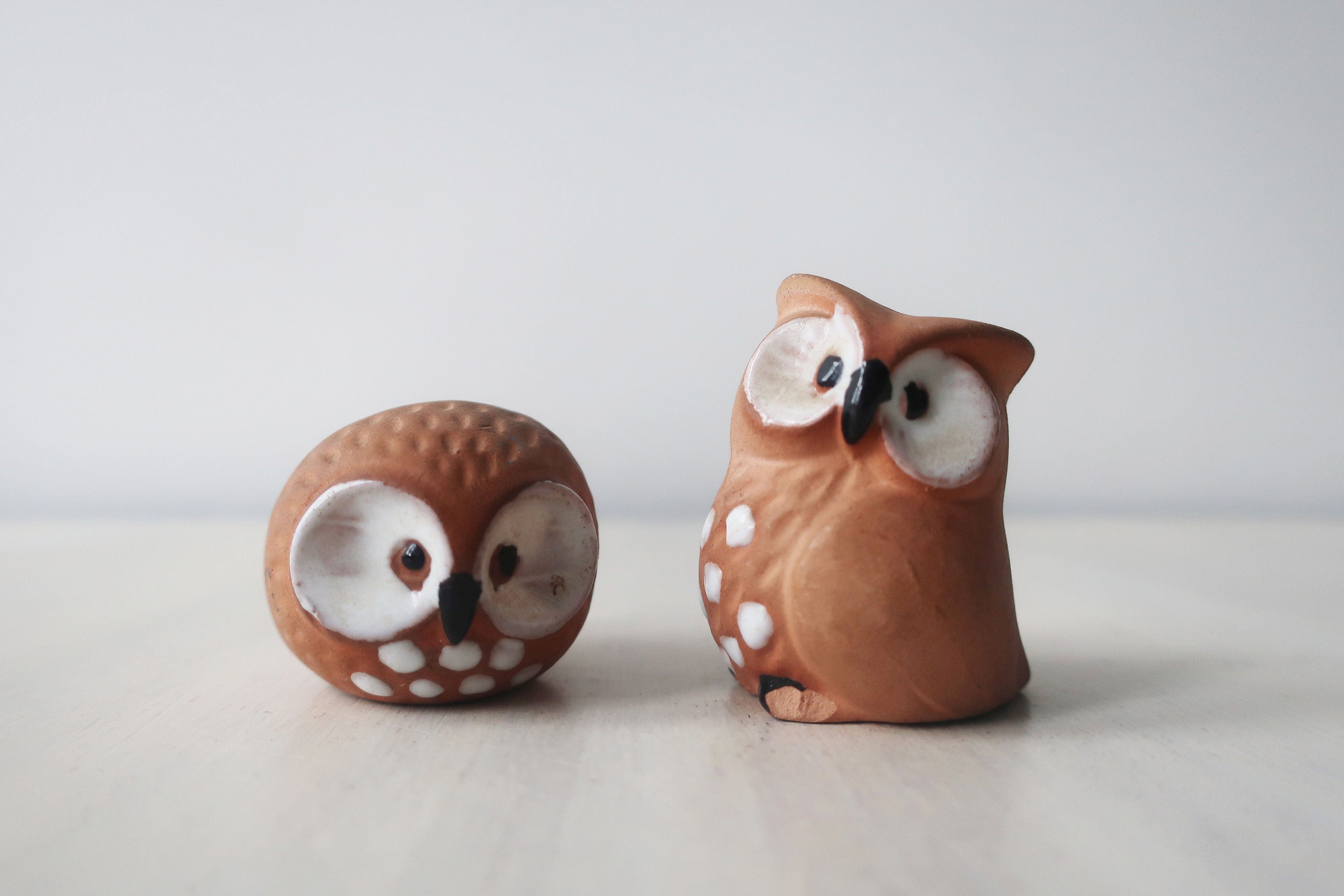Búhos de cerámica marrón búhos marrones vintage figura de | Etsy