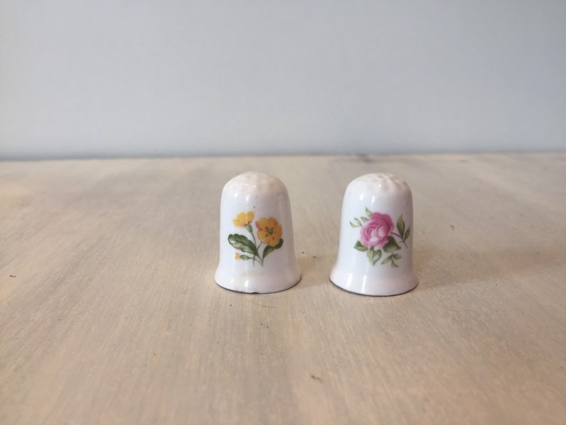 vintage bone china thimbles Vintage floral thimbles vintage china thimbles